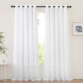 NICETOWN White Sheer Sliding Door Curtains 90 inches Long for Living Room, Grommet Elegant Soft Voile Sheer Textured Airy & Breathable Window Treatments for Bedroom, W66 x L90, 2 Panels