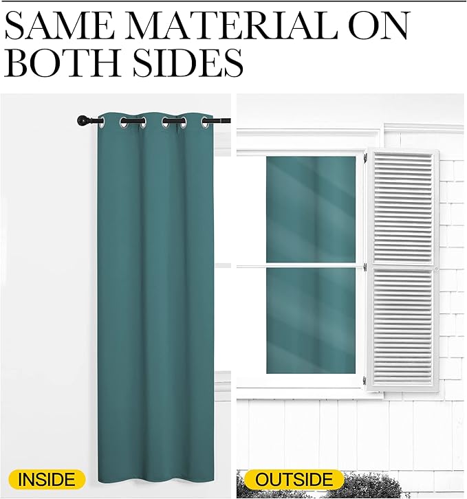 NICETOWN Patio Glass Door Panels - Blackout Curtains for Bedroom, Living and Dining Room - Guest Room Privacy Panels, Sea Teal, 42" x 95" (1 Pair)
