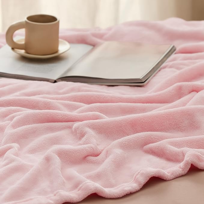 Bedsure GentleSoft Fleece Blanket Twin Size Pink - 300GSM Lightweight Plush Fuzzy Cozy Soft Valentines Blanket for Bed, Sofa, Couch, Travel, Camping, 60x80 inches