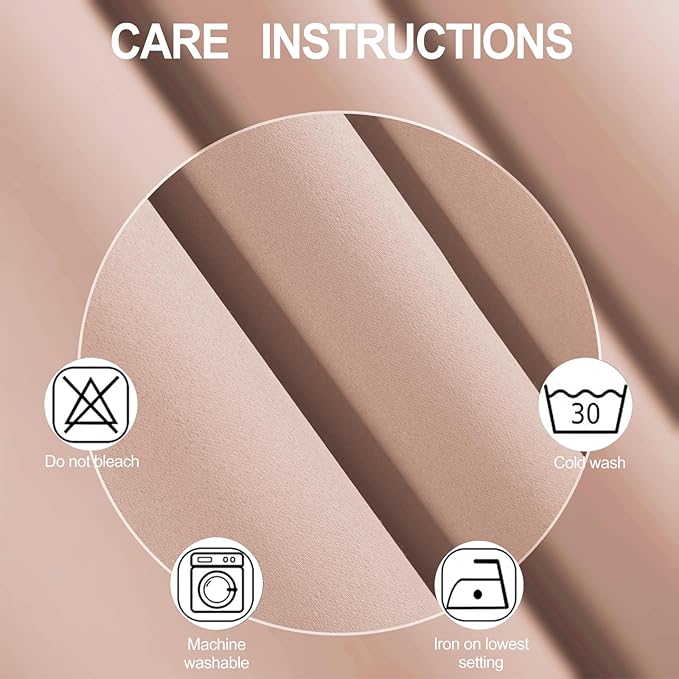 LEMOMO Blackout Curtains 66 x 95 inch/Blush Curtains Set of 2 Panels/Thermal Insulated Room Darkening Bedroom Curtains