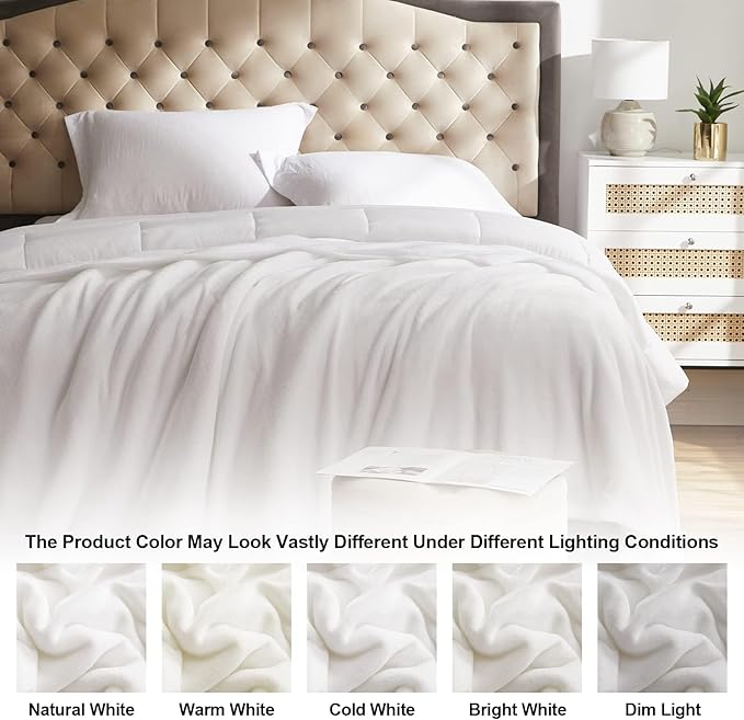 KMUSET Fleece Blanket White Queen Size Lightweight Cozy Plush Microfiber Bed Blanket Factory Shop
