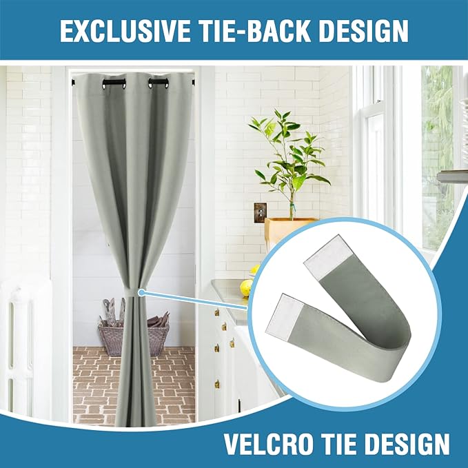 H.VERSAILTEX Doorway Curtain Blackout Closet Door Curtain Room Divider Window Treatment Curtain for Bedroom Thermal Insulated Privacy Drape Soundproof Grommet, 42 x 80 inches, 1 Panel, Sage
