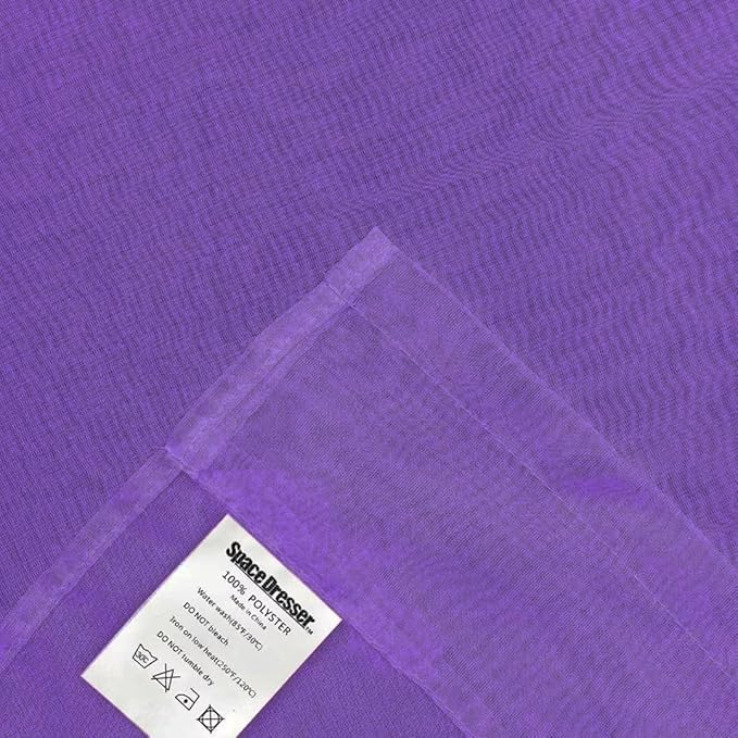 SpaceDresser Sheer Voile Window Treatment Rod Pocket Curtain Panels for Kitchen Bedroom Living Room Drapes Sunlight Filtering Privacy Semi Home Decor Assorted (Purple, 52 W x 90 L)