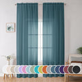 OWENIE Sheer Curtains 96 inches Long for Bedroom Living Room 2 Panels Set, Farmhouse Rod Pocket Light Filtering Voile Sheer Curtain, 42Wx96L inch, Dusty Blue