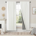 Pitalk Bedroom Blackout Curtains 63 Inches Long 2 Panel Thermal Curtain for Summer Heat Dining Living Room Darkening Back Tab Short Drapes for 62 Inch Window Length Boho Linen Textured Ivory Off White