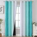 Estelar Textiler Teal and Grayish White Blackout Curtains for Living Room, Ombre Thermal Insulated Noise Reducing Blackout Drapes for Bedroom, Full Room Darkening Grommet Curtains, 52Wx84L, 2 Panels