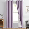 Yakamok 100% Blackout Curtain Panels 96 inches Cold and Light Blocking Drapes for Nursery, 2 Thick Layers Thermal Insulated Draperies (2 Pieces, 50 Wide Each Panel, Lilac Front with White Backing)