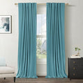 100% Blackout Shield Linen Blackout Curtains for Bedroom 84 Inches Long, Back Tab/Rod Pocket Living Room Drapes, Thermal Insulated Blackout Curtains 2 Panels Set, 50" W x 84" L, Dark Cyan