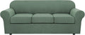 H.VERSAILTEX 4 Piece Stretch Sofa Covers for 3 Cushion Couch Covers for Living Room Furniture Slipcovers (Base Cover Plus 3 Seat Cushion Covers) Upgraded Thicker Jacquard Fabric (Sofa, Loden Frost)