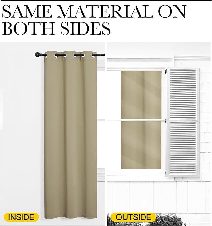 NICETOWN Thermal Insulated Grommet Room Darkening Curtains/Draperies/Panels for Bedroom (Cocoa Eggnog, 2 Panels, W42 x L63 inches)