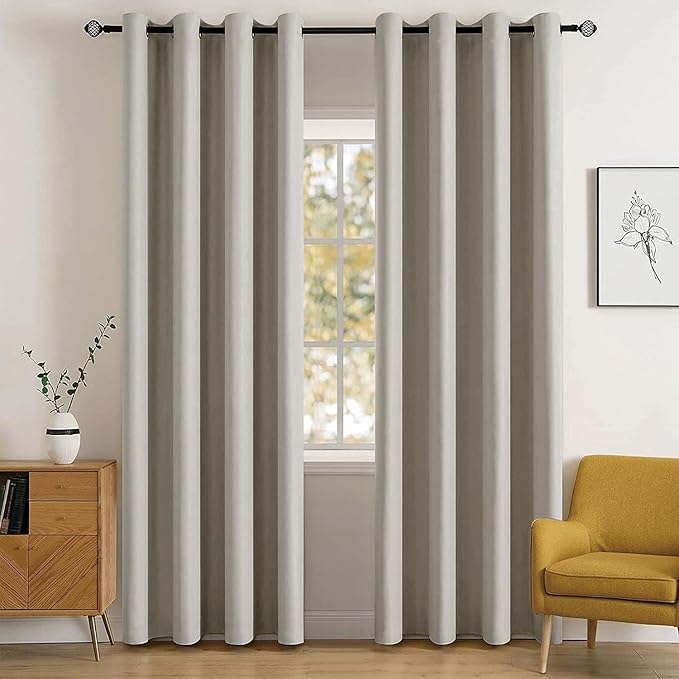 MIULEE Room Darkening Curtains Thermal Insulated Drapes Solid Window Treatment Set Grommet Top Light Blocking Blackout Curtain for Living Room/Bedroom 2 Panels 52 x 84 inch Length Stone