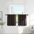 PONY DANCE Short Window Curtains - Back Tab Valances Home Decor Small Panels Light Block for Nursery/Bay Windows Bathroom, 42 Wide x 36 Inches Long, Brown, 2 Pieces