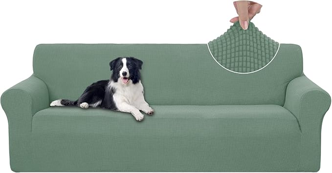 U-NICE HOME 4 Seater Stretch Couch Cover Sofa Cover Washable Sofa Slipcover Furniture Protector for 3 Cushion Couch Sofa Pet Friendly, Cyan