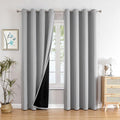 ChrisDowa 100% Blackout Curtains 90 inch Long for Bedroom with Black Liner, 2 Thick Layers Total Blackout Thermal Insulated Grommet Long Window Curtains 2 Panels Set (Light Grey, 52 x 90 Inch)