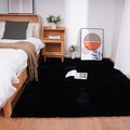 Ghouse Ultra Soft Faux Rabbit Fur Rug 5x8, Machine Washable Area Rugs for Bedroom Fluffy Rugs for Living Room, No-Shedding Carpet Sheepskin Rug Black