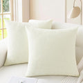 CaliTime Throw Pillow Covers Decorative 16 X 16 Inches Pack of 2 Cozy Chenille Cushion Case for Couch Sofa Bed Living Room Home Cream