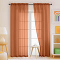 Orange Sheer Curtains 90 Inches Long 2 Panels, Light Filtering Solid Sheer Curtains for Bedroom Living Room, Lightweight Soft Airy Window Voile Sheer Drapes, Dual Rod Pocket, 2x42Wx90L Inches