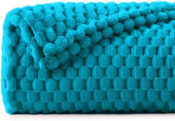 BEDELITE Fleece Throw Blanket for Couch & Bed - 3D Jacquard Decorative Jewel Blue Blanket, Super Soft and Cozy Warm Fuzzy Blanket All Seasons Suitable, 50x60Inches