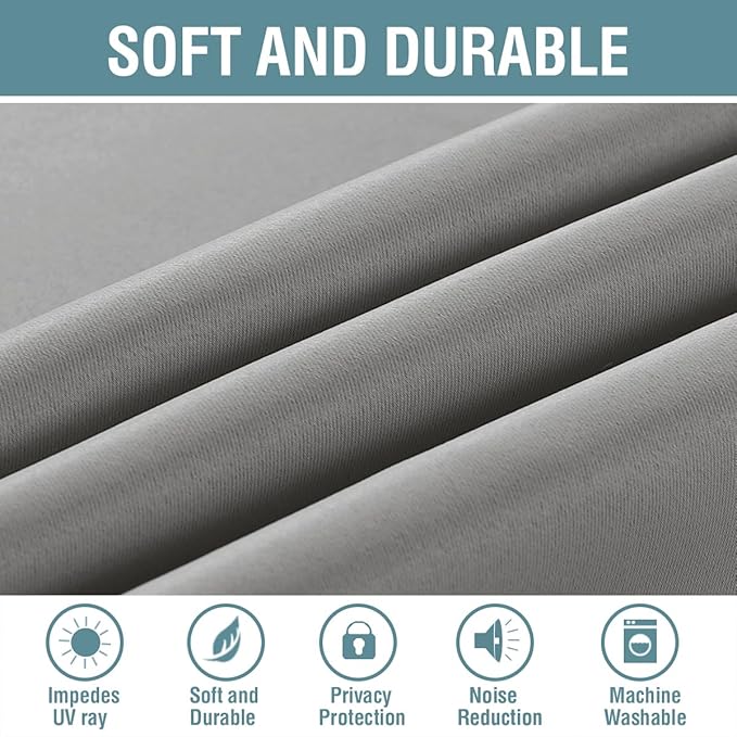 H.VERSAILTEX Blackout Room Darkening Thermal Insulated Grommet Window Curtains Drapes Draperies for Living Room/Bedroom, Energy Saving Curtains for Patio Door, Dove Gray, 1 Panel, 52" W x 96" L