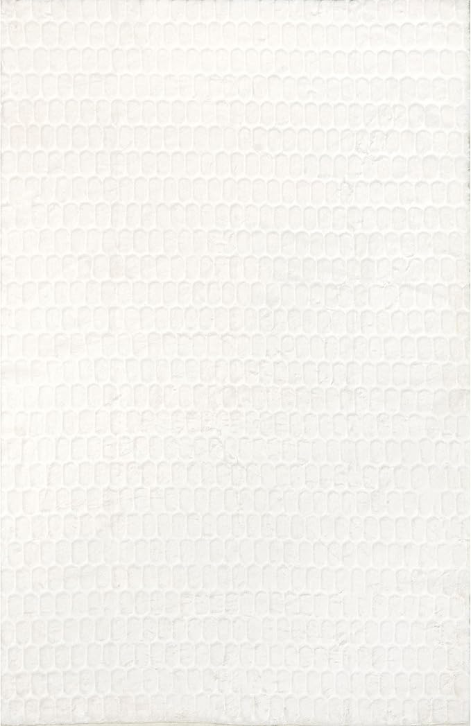 Nuloom Nia White/Ivory, 7'6" x 9'6", Cozy Shag, Fluffy and Soft, High Traffic, Stain Resistant, Easy Clean, Durable Machine Washable Area Rug for Bedroom, Living Room, Dining, Den, Foyer, Entryway