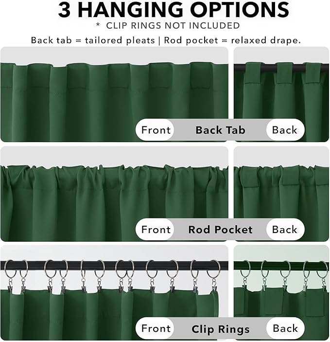 Deconovo Blackout Curtains, Thermal Insulated, W52 x L54 2 Panels, Back Tab, Machine Washable, Room-Darkening Drapes for Bedroom/Living Room Dark Forest