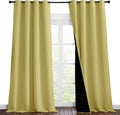 NICETOWN 100% Blackout Blinds, Laundry Room Decor Window Treatment Curtains for Large Patio Sliding Door, Thermal Insulated Paler Yellow Curtains for Bedroom, Set of 2, 52 inches x 108 inches