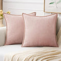 MIULEE Pack of 2 Valentines Day Couch Throw Pillow Covers 18x18 Inch Pink Farmhouse Decorative Pillow Covers with Stitched Edge Soft Chenille Solid Dyed Spring Pillow Covers for Sofa Bed Living Room