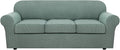 H.VERSAILTEX 4 Piece Stretch Sofa Covers for 3 Cushion Couch Covers for Living Room Furniture Slipcovers (Base Cover Plus 3 Seat Cushion Covers) Upgraded Thicker Jacquard Fabric (Sofa, Sage)