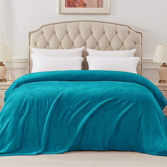 Exclusivo Mezcla Fleece Blanket Twin Size for Bed, Super Soft and Warm, All Season, Cozy, Plush, Lightweight, 60x80 Inches Teal