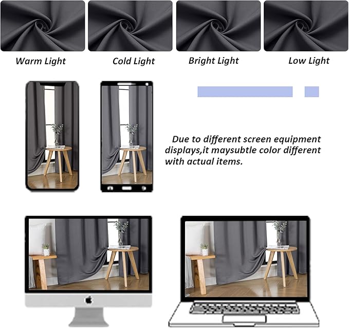 Simplebrand Ava Grey Blackout Curtains for Bedroom, 78 Inch Length, 2 Panels Set, Privacy Thermal Insulated Rod Pocket Window Curtains for Patio, French Door, W40 x L78 Inch