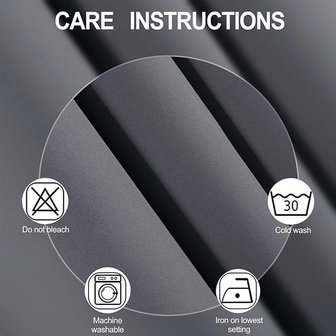 LEMOMO Blackout Curtains 52 x 90 Inch Long Grey Curtains Set of 2 Panels Room Darkening Curtains for Bedroom and Living Room