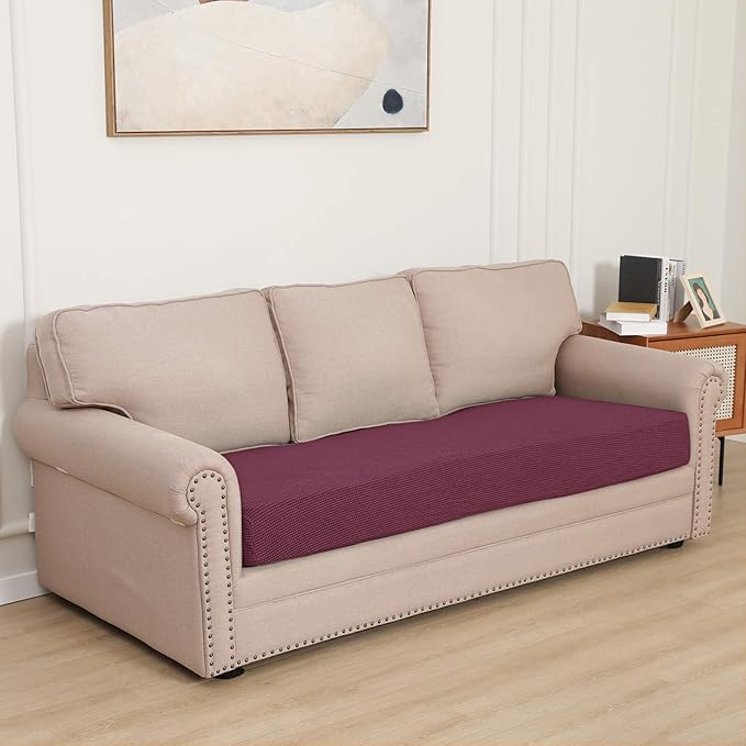 Easy-Going Stretch Cushion Cover Sofa Cushion Furniture Protector Sofa Seat Sofa slipcover Sofa Cover Soft Flexibility with Elastic Bottom(Oversized Sofa Cushion,ASH Rose)