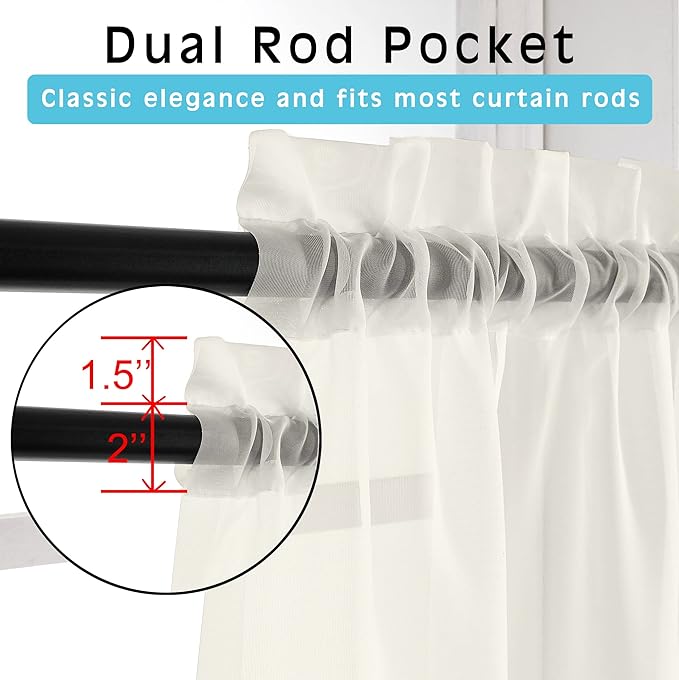 OVZME Ivory Sheer Curtains 84 Inch Length 2 Panels for Bedroom, Elegant Light Filtering Sheer Ivory Curtains Window Treatment for Living Room & Sliding Glass Door, 1 Pair, Each 42Wx84L