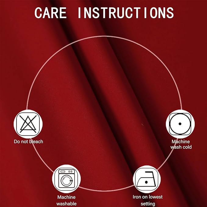 LEMOMO Blackout Curtains 66 x 54 Inch Long Red Curtains Set of 2 Panels Room Darkening Curtains for Bedroom and Living Room