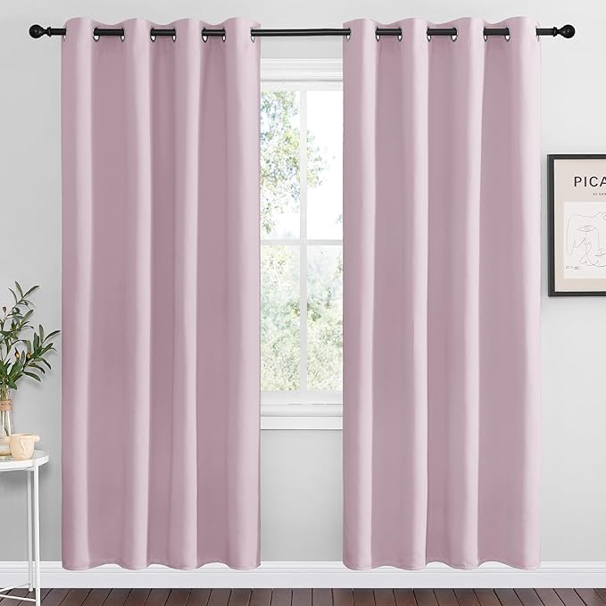 NICETOWN Baby Pink Blackout Curtains 78 inches Length for Living Room, 2 Panels, 55" Wide, Thermal Insulated Decoration Drapes for Bedroom Window