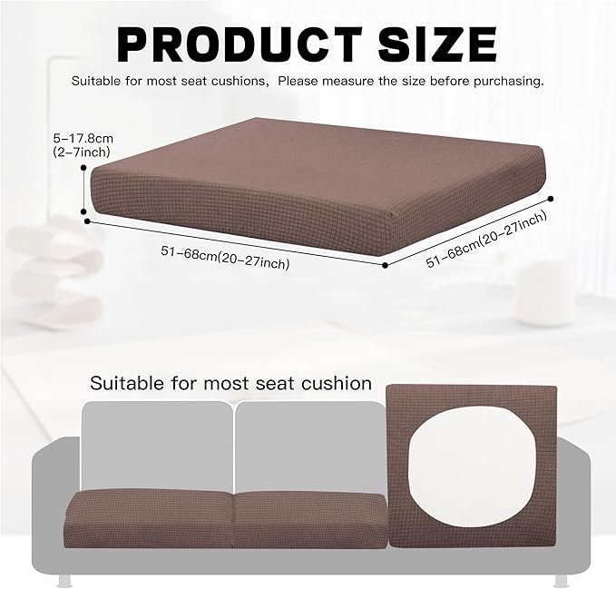 8Pcs Outdoor Cushion Covers, Patio Cushion Covers,Stretch Elastic Slipcovers, Replacement Washable & Reusable Furniture Protector for Patio Couch,Thick Jacquard Fabric(Camel, Cover Only)