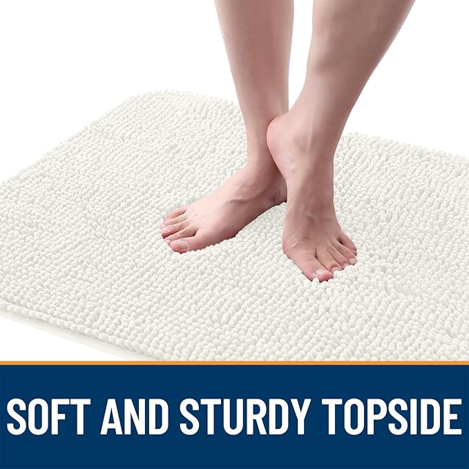 OLANLY Dog Door Mat for Muddy Paws 48x30, Absorbs Moisture and Dirt, Absorbent Non-Slip Washable Doormat, Quick Dry Chenille Mud Mat for Dogs, Entry Indoor Entryway Carpet for Inside Floor, Ivory