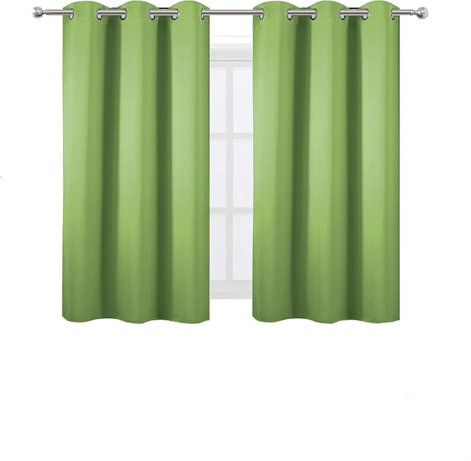 LEMOMO Light Green Blackout Curtains 38 x 54 Inch Length/Set of 2 Curtain Panels/Thermal Insulated Room Darkening Blackout Curtains for Bedroom