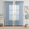 MIULEE 2 Panels Solid Color Sheer Window Curtains Elegant Window Voile Panels/Drapes/Treatment for Bedroom Living Room (54X108 Inches Dusty Blue)