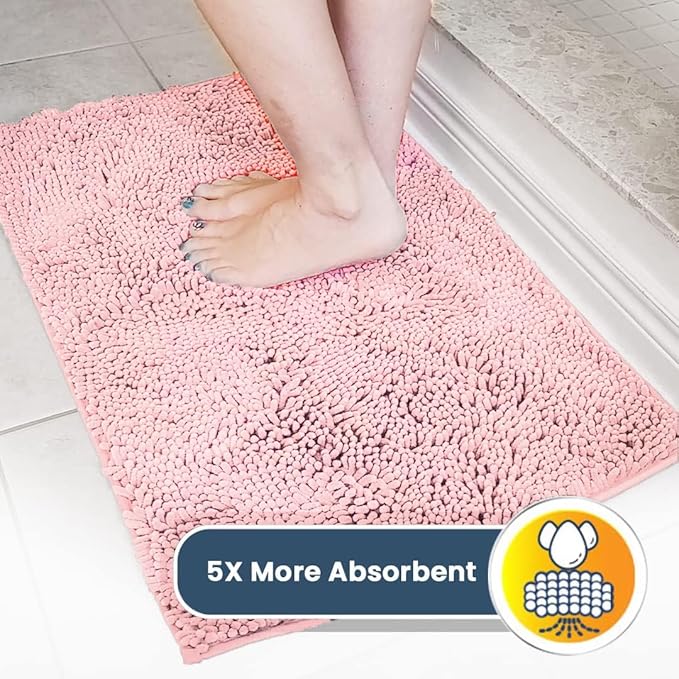 Muddy Mat® | Super Absorbent Door Mat Indoor, Microfiber Quick Dry Chenille Entryway Rug, Non-Slip Front Door Mat, Indoor Mats for Entryway, Machine Washable Pet Rug, Pink 19"x30"