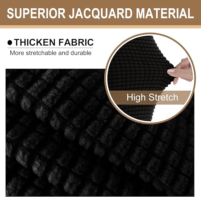 U-NICE HOME Stretch Futon Cover Armless Bed Slipcover - Soft Jacquard Fabric Washable for Pet Friendly, Black