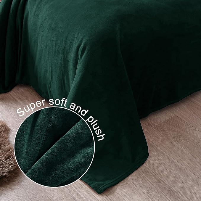 Exclusivo Mezcla Fleece Blanket Twin Size for Bed, Super Soft and Warm, All Season, Cozy, Plush, Lightweight, 60x80 Inches Forest Green