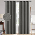 MIULEE Linen Texture 90 Inches Curtains for Bedroom 100% Blackout Thermal Insulated Dark Grey Curtains Grommet Room Darkening Luxury Decor for Living Room Nursery 52x90 Inch (2 Panels)