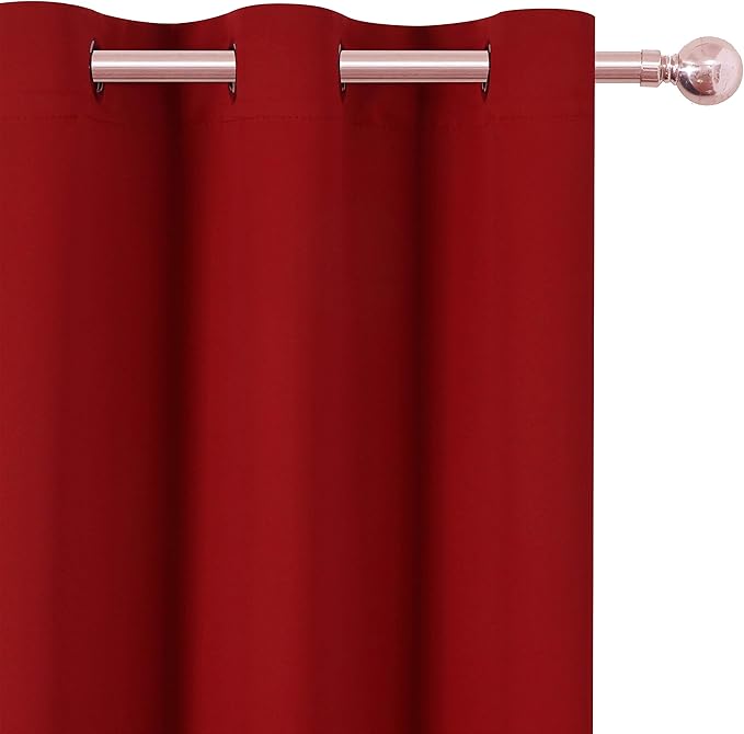 LEMOMO Red Blackout Curtains 34 x 54 Inch Length/Set of 2 Curtain Panels/Thermal Insulated Room Darkening Blackout Curtains for Bedroom