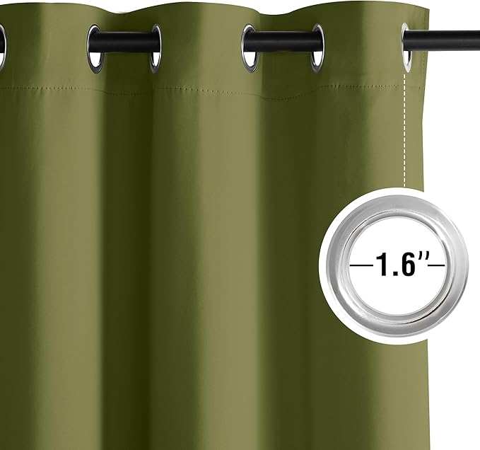 NICETOWN Room Darkening Draperies Curtains Panels, 2 Panels Olive Green W52 x L84