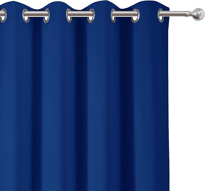 LEMOMO Blackout Curtains 52 x 95 inch/Royal Blue Curtains Set of 2 Panels/Thermal Insulated Room Darkening Bedroom Curtains