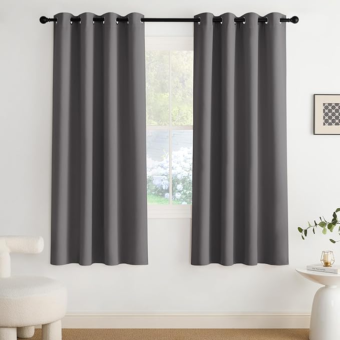 NICETOWN Room Darkening Draperies Curtains Panels, 2 Panels Grey W52 x L72