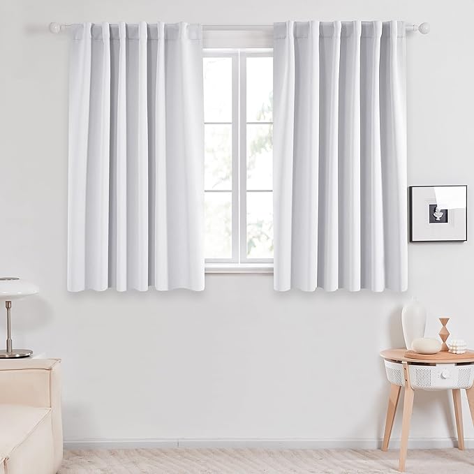 Deconovo Blackout Curtains, Thermal Insulated, W52 x L54 2 Panels, Back Tab, Machine Washable, Room-Darkening Drapes for Bedroom/Living Room Star White