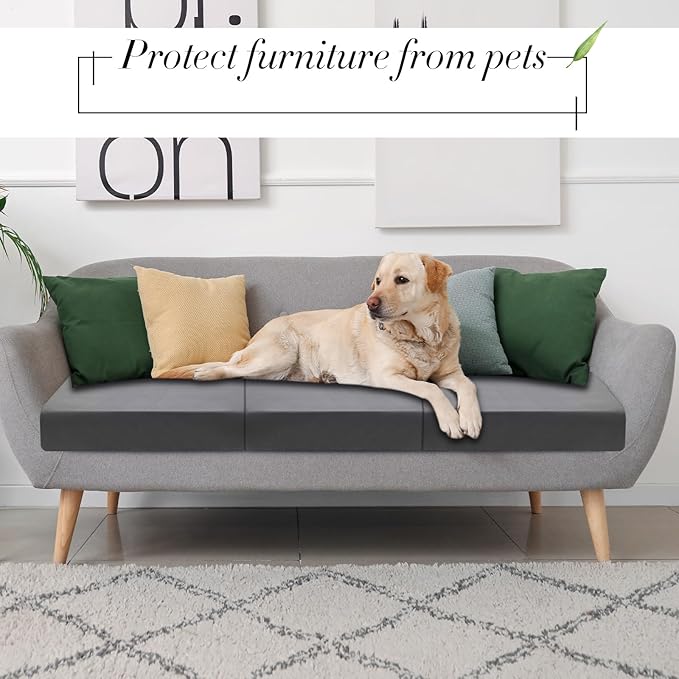 Newwiee Set of 4 Stretch Patio Cushion Covers Sofa Couch Seat Chair Slipcovers Cushion Cover Replacement Furniture Protector for Pets Washable(Dark Grey,Seat Cover,Solid)