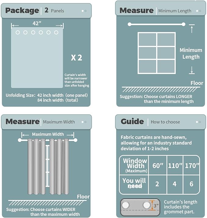 BGment Blackout Curtains - Grommet Thermal Insulated Room Darkening Bedroom and Living Room Curtain, Set of 2 Panels (42 x 72 Inch, Dark Grey)